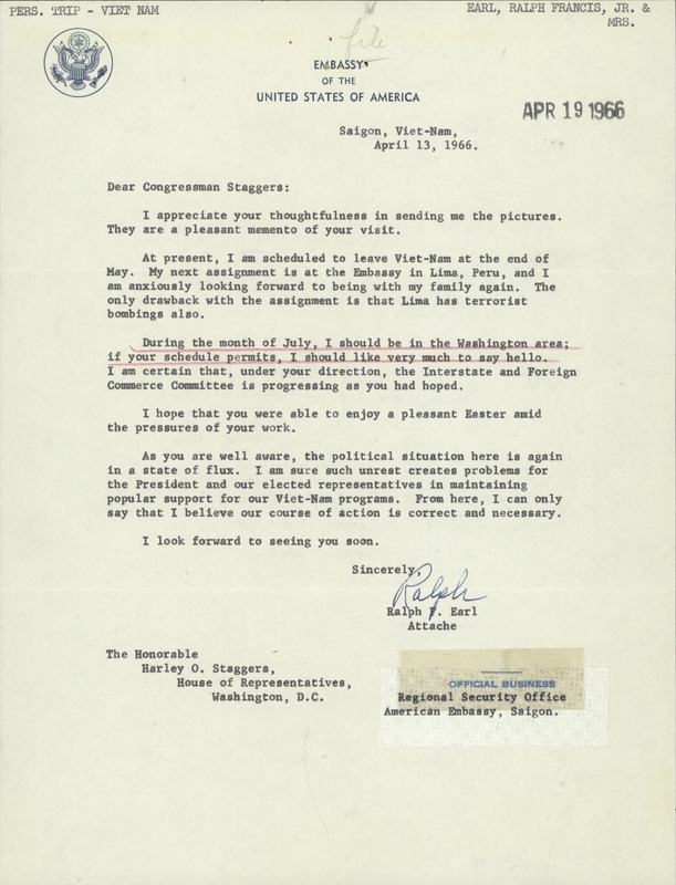 Letter from the U.S. Embassy in Saigon