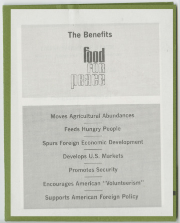 &#039;The Benefits: Food for Peace&#039; program charts booklet<br /><br />
