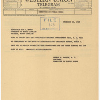 Telegram from Representative George Fallon to Governor Dan Moore