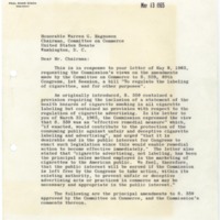 Letter from Federal Trade Commission Chairman Paul Rand Dixon to Senator Warren G. Magnuson Regardng S. 559<br />
