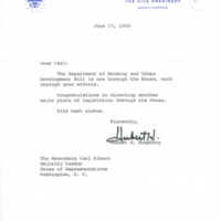 Letter from Vice President Hubert H. Humphrey to Carl Albert<br />
