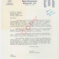 Correspondence Between John H. Colburn and Congressman Bob Dole