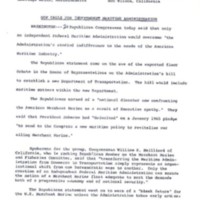 Press Release from Republican Congressmen "GOP Calls for Independent Maritime Administration"<br />
