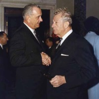 Photograph of Senator Everett Dirksen and President Lyndon Baines Johnson