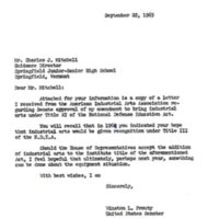 Letter from Winston L. Prouty to Vermont members of American Industrial Arts Association