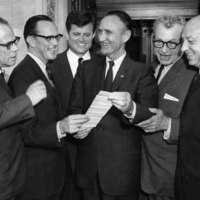 Photograph of senators when Senate invoked cloture on the Voting Rights Act