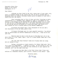 Correspondence to Senator Albert Gore, Sr.  from the head of the Department of Business Education at Middle Tennessee State University