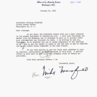 Letter from Senator Mike Mansfield to Senator Jennings Randolph
