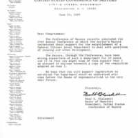 Letter from the United States Conference of Mayors, with enclosure<br />
