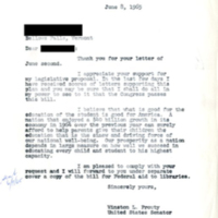 Letter from Winston L. Prouty to a constituent