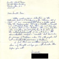 Correspondence from constituent to Senator Albert Gore, Sr. stating support for Eldercare legislation, dated March 15, 1965.<br />
